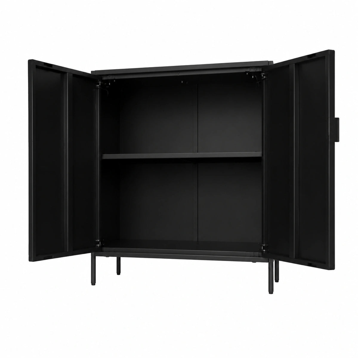 Armadietto Basso in Metallo Nero 90x80x40 cm - Design Moderno