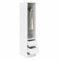 Guardaroba Moderno in Legno Bianco con Ante Scorrevoli, Specchio e Cassetti, 30x50x200 cm