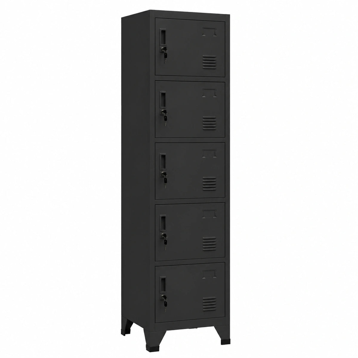 Armadio in acciaio nero con 5 ripiani, 38x40x180 cm, ideale per ufficio e garage