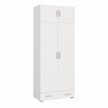 Armadio Porta Documenti Frank, Bianco 80x182.4 cm con Cassetto e Estensione
