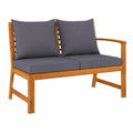 Panca da esterno in acacia con cuscino grigio, 114,5 cm, resistente e confortevole