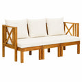 Panca da giardino in acacia, 3 posti, 179 cm, con cuscino, versatile per esterni