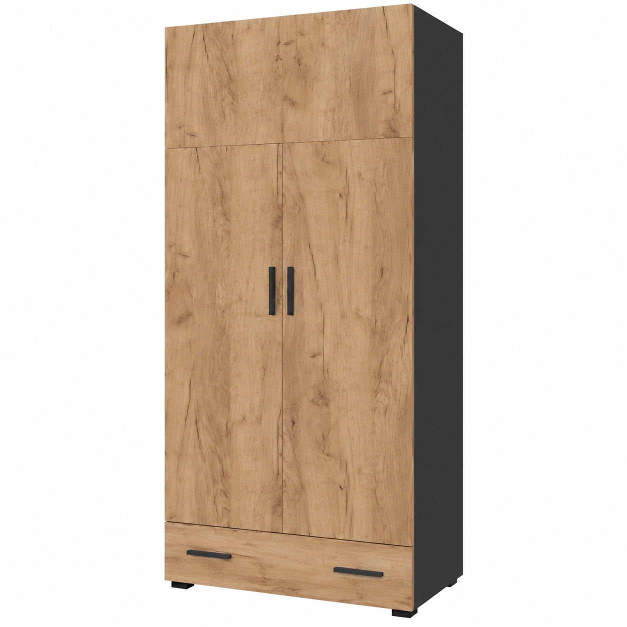 Libreria Frank con Modulo Cassetto, Antracite/Rovere Dorato, 80x201.2 cm