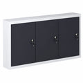Armadio portautensili da parete in metallo grigio-nero con 3 ripiani regolabili e porte chiudibili, design industriale, resistente e antigraffio, 120 x 19 x 60 cm
