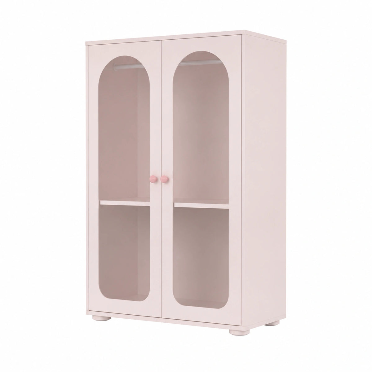 Guardaroba Merax per Bambini con Ante in Acrilico e Maniglie in Ceramica, Ripiani Regolabili, Rosa Baby, 80x50x120 cm