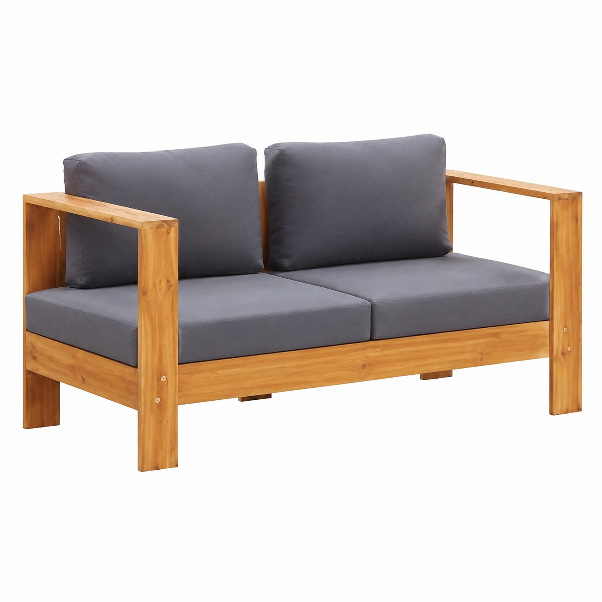 Panca da Giardino in Acacia con Cuscini, 2 Posti, 140 cm