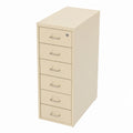Cassettiera a 6 cassetti con ruote in metallo per ufficio, colore beige