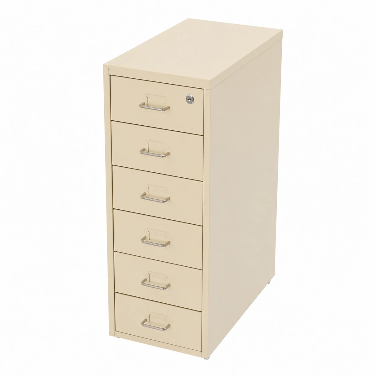 Cassettiera a 6 cassetti con ruote in metallo per ufficio, colore beige