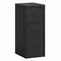 Cassettiera da Ufficio a 3 Cassetti in Acciaio Nero, con Barra Regolabile per Documenti, per Casa e Ufficio, 36.5x46.2x99 cm