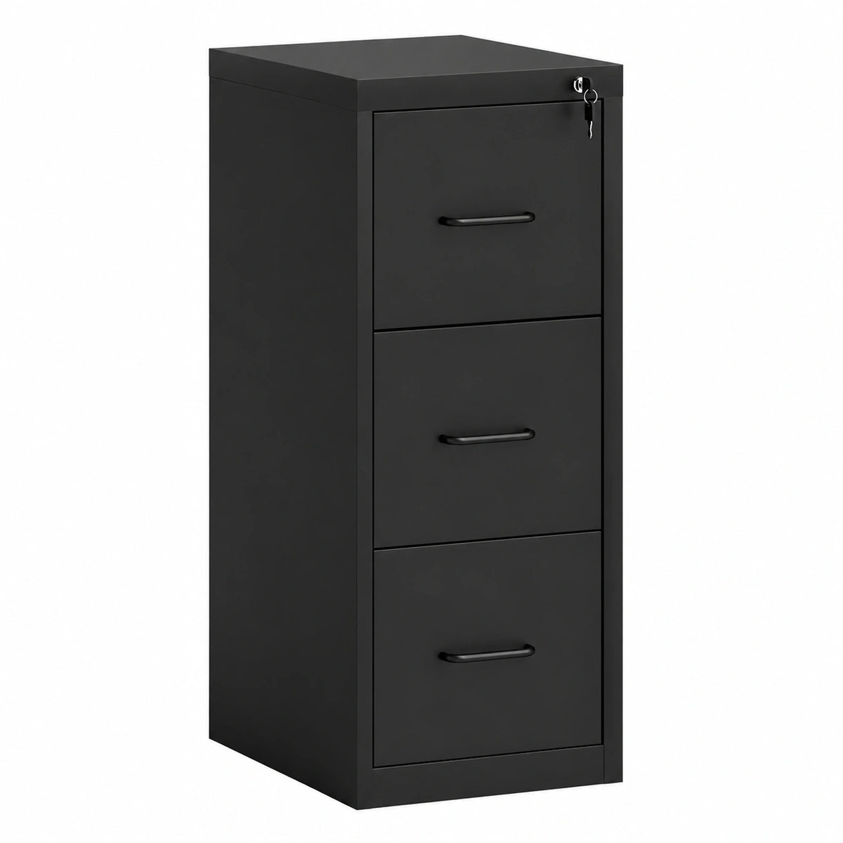 Cassettiera da Ufficio a 3 Cassetti in Acciaio Nero, con Barra Regolabile per Documenti, per Casa e Ufficio, 36.5x46.2x99 cm