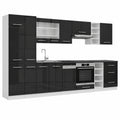 Cucina Modulare Vicco Fame-Line, Finitura Antracite Lucido e Bianco, 355 cm, Personalizzabile con Moduli Aggiuntivi