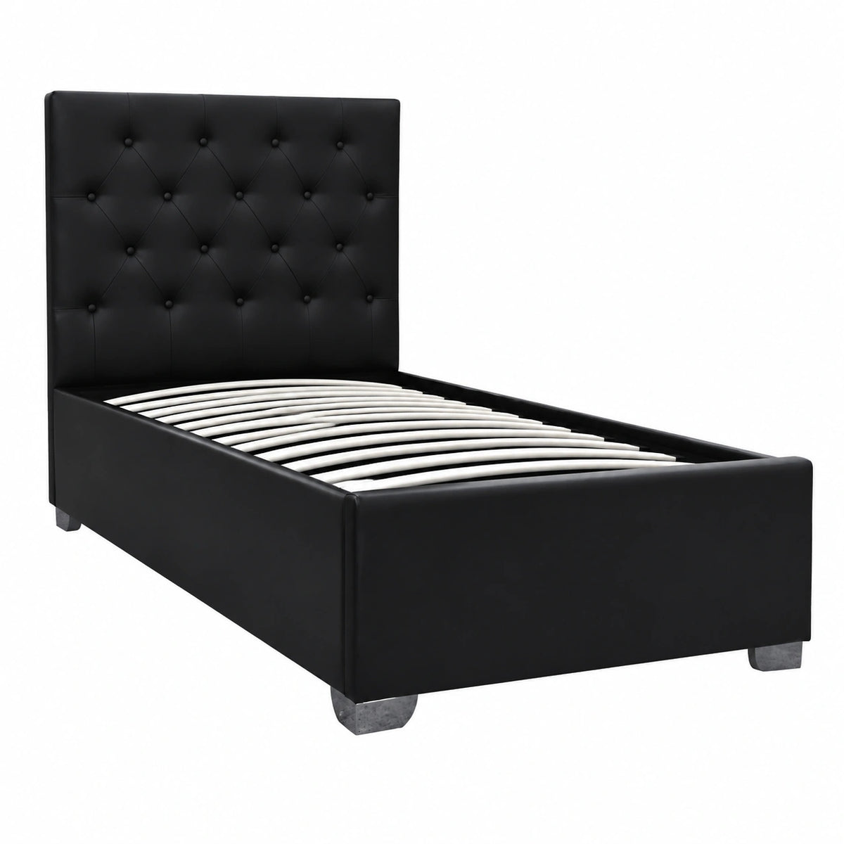 Letto Singolo con Contenitore TINO, 90x190 cm, Colore Nero