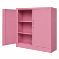 Armadio da Ufficio in Metallo Verniciato Rosa con Chiusura 92,5x90x40 cm