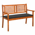 Panca da Giardino in Eucalipto con Cuscino Antracite Resistente alle Intemperie, 120x60x89 cm
