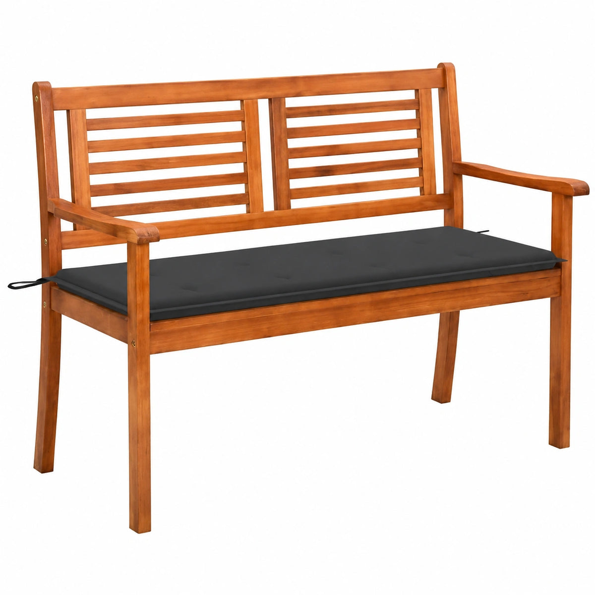 Panca da Giardino in Eucalipto con Cuscino Antracite Resistente alle Intemperie, 120x60x89 cm