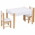 Set Mobili Bambini 3 Pezzi con Lavagna, Tavolo e Sedie in Legno
