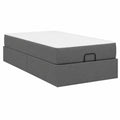 Letto singolo moderno 80x200 cm con contenitore e cassetti, tessuto grigio scuro, rigidità media, ideale per ragazzi