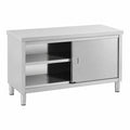 Tavolo da Cucina in Acciaio Inox con Ante Scorrevoli 150x60 cm