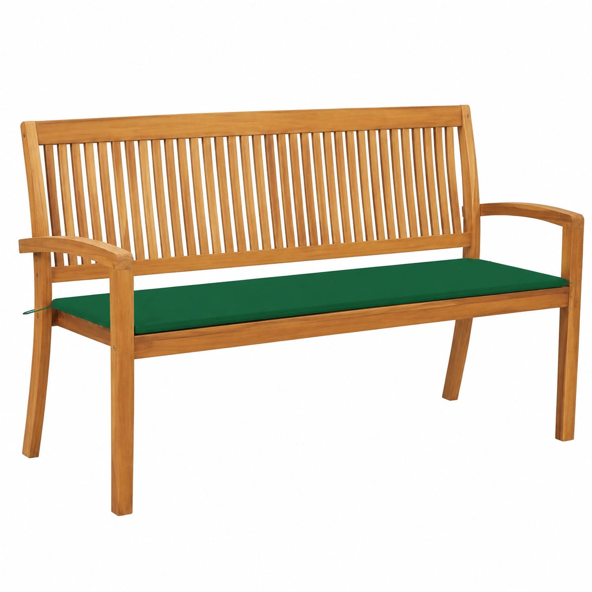 Panca in teak massello 159 cm con cuscino, impilabile e salvaspazio per giardino o terrazza