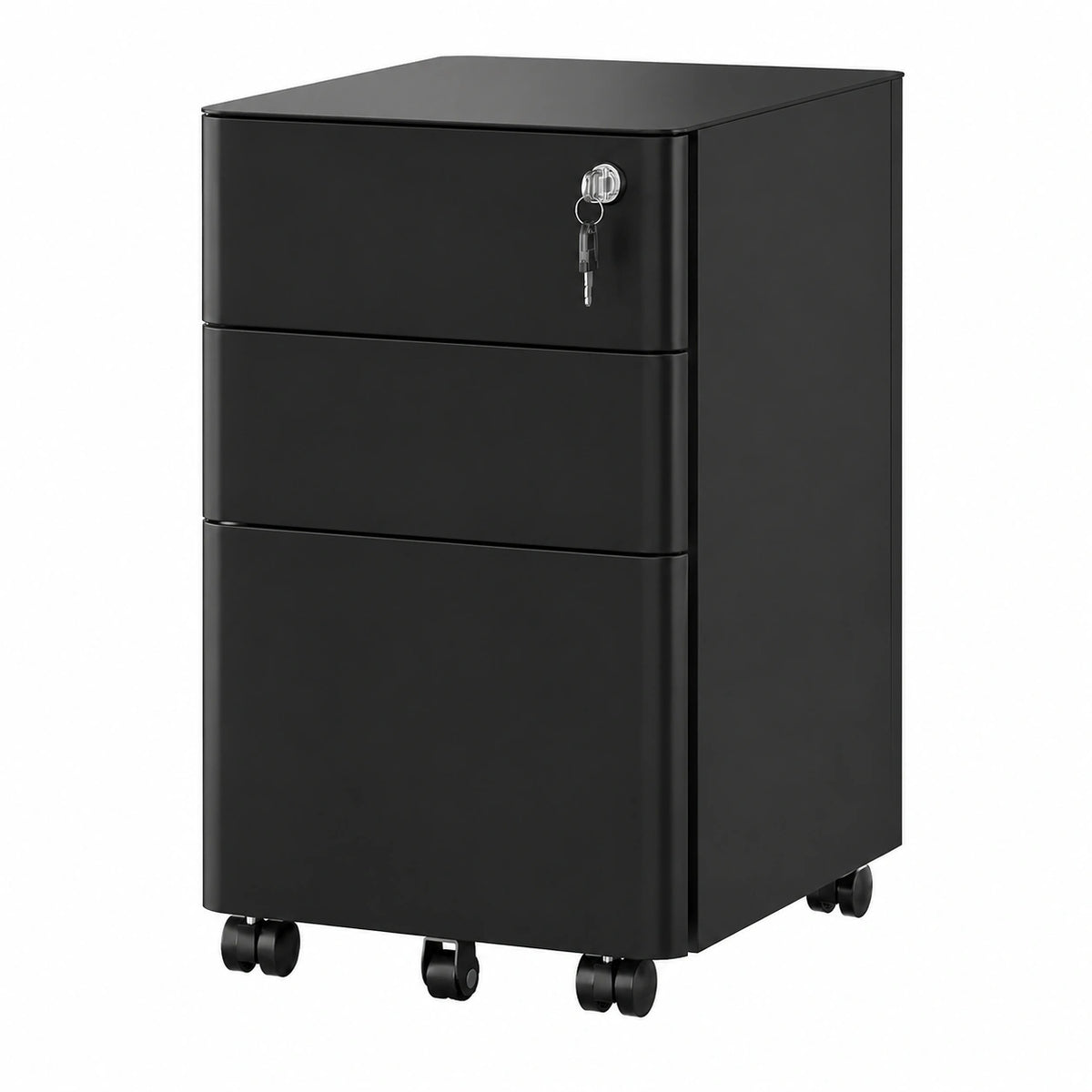 Cassettiera con Serratura a 3 Cassetti YITAHOME, con Ruote, per Ufficio e Casa, Formati Lettera/Legale/A4, 30 x 45 x 61 cm, Nero