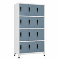 Armadio in metallo a 12 ante con serrature, 90x45x180 cm, design industriale per ufficio e scuola, grigio chiaro e scuro