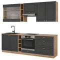Cucina Modular Fame-Line Antracite/Oro, Senza Piano, 235 cm, Espansione Personalizzabile