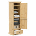 Armadio in Pino Massello 55x38x170 cm con Ante Scorrevoli, Stile Rustico
