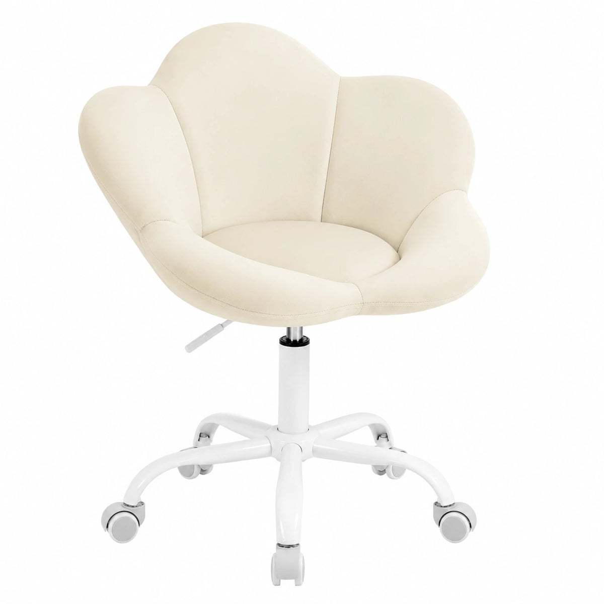 Sedia Ergonomica Girevole per Bambini in Velluto Beige, Altezza Regolabile