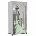 Guardaroba in Tessuto New York con Ante Scorrevoli e Ripiani 75x45x160 cm
