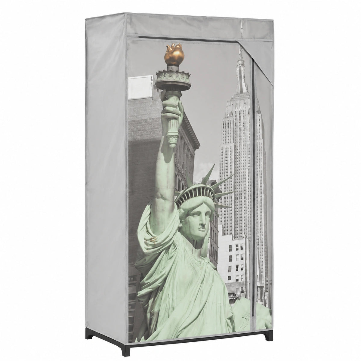 Guardaroba in Tessuto New York con Ante Scorrevoli e Ripiani 75x45x160 cm