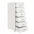 Cassettiera in metallo bianca con 6 cassetti e ruote per ufficio
