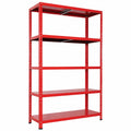 Scaffale in Acciaio Regolabile, 5 Ripiani, 80 kg per Ripiano, Portata Totale 400 kg, Salvaspazio per Garage e Magazzino, Dimensioni 100x40x187 cm, Colore Rosso
