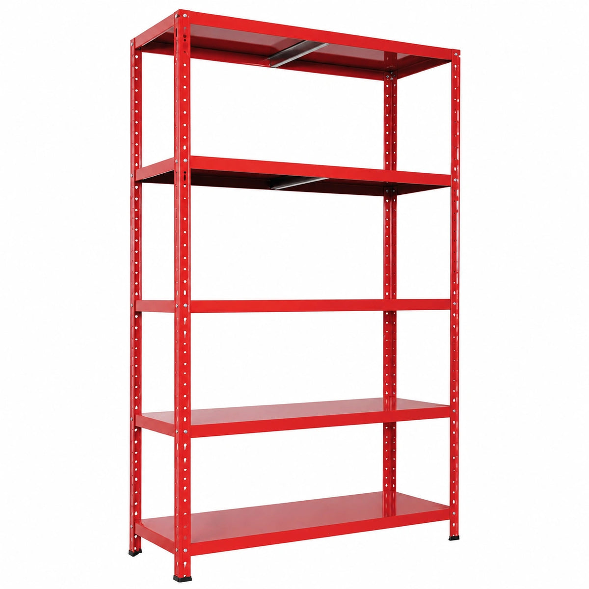 Scaffale in Acciaio Regolabile, 5 Ripiani, 80 kg per Ripiano, Portata Totale 400 kg, Salvaspazio per Garage e Magazzino, Dimensioni 100x40x187 cm, Colore Rosso